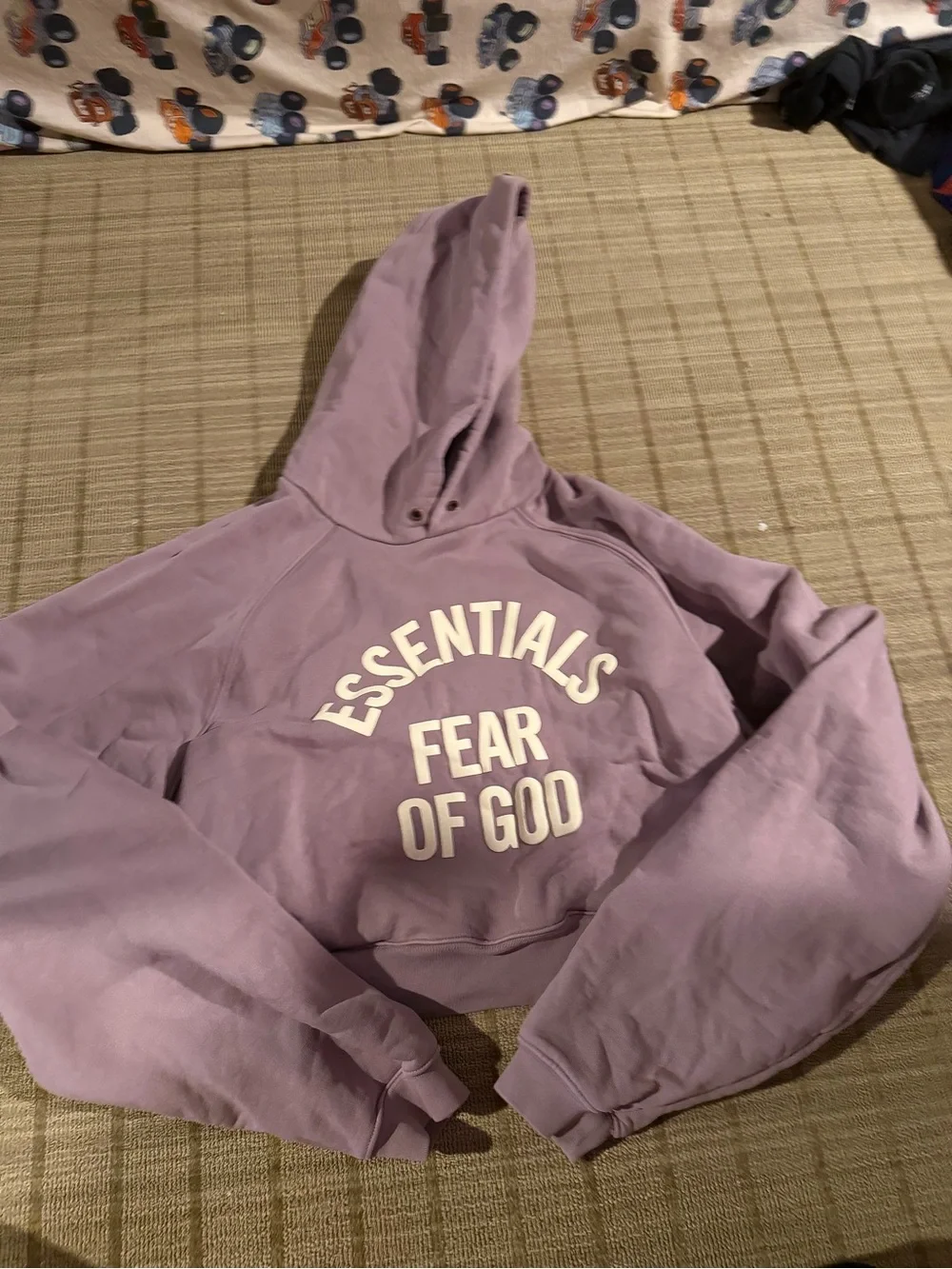 Fear of God Essentials Women's Mauve Crop Hoodie with Cream Logo